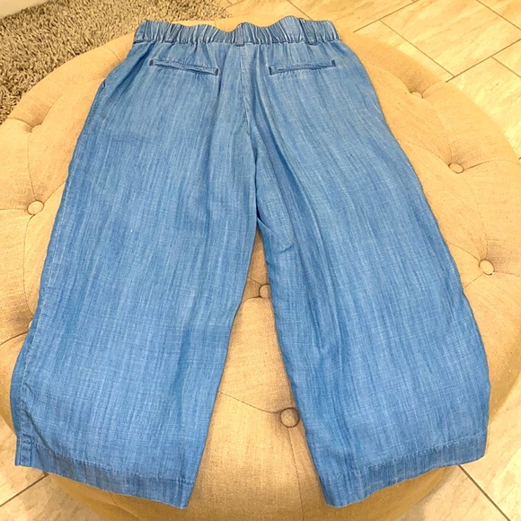 Cropped Chambray Wide Leg Pants - Picture 3 of 5